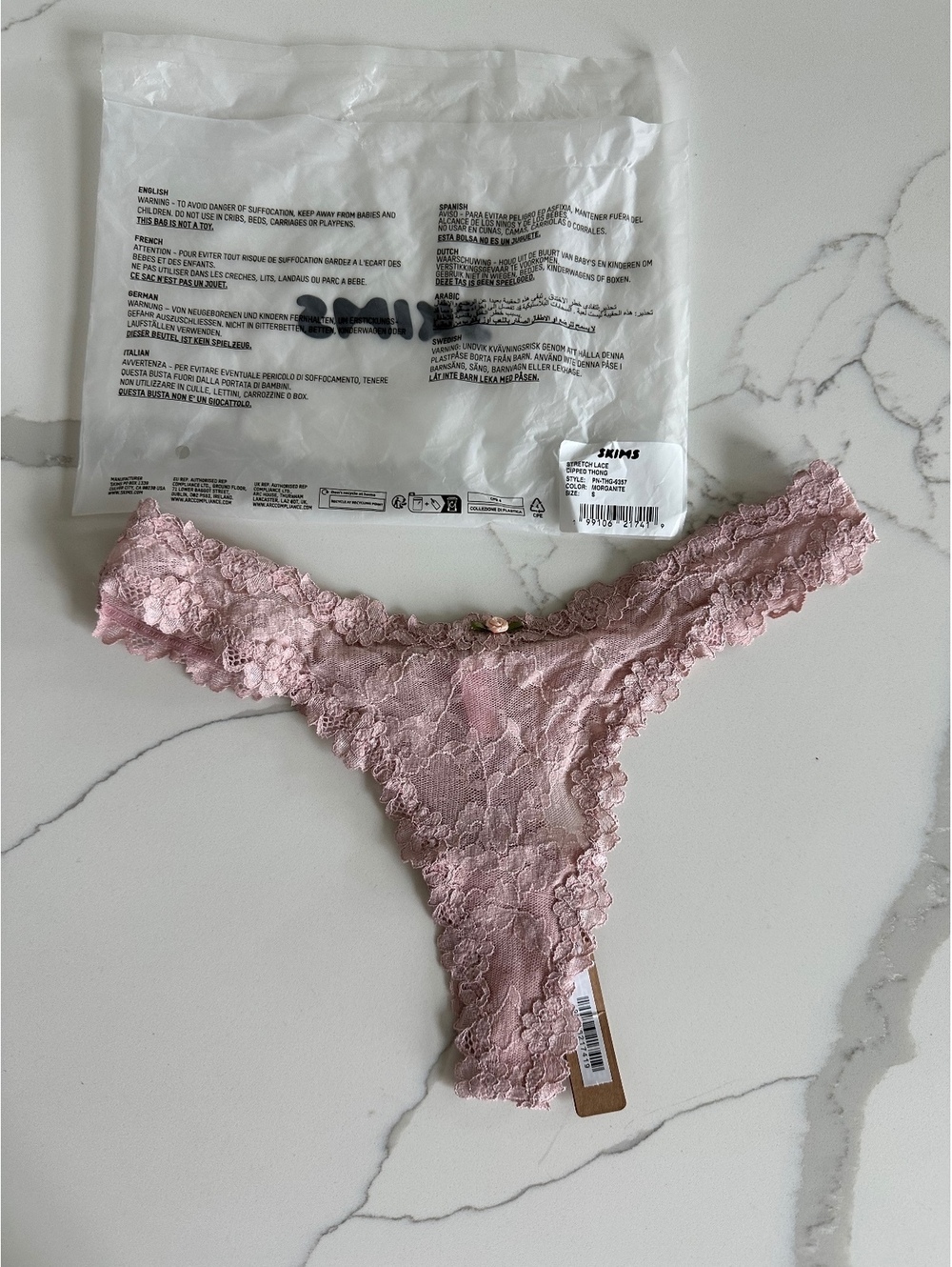 Skims Stretch Lace Dipped Thong Size Small